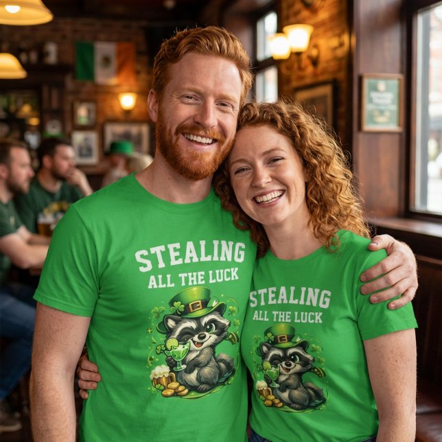 Camiseta Custom Text Funny Raccoon St. Patrick's Day (Subido por el creador)