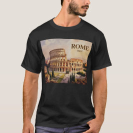Camiseta Custom Text Rome Italy Colosseum Retro Watercolor