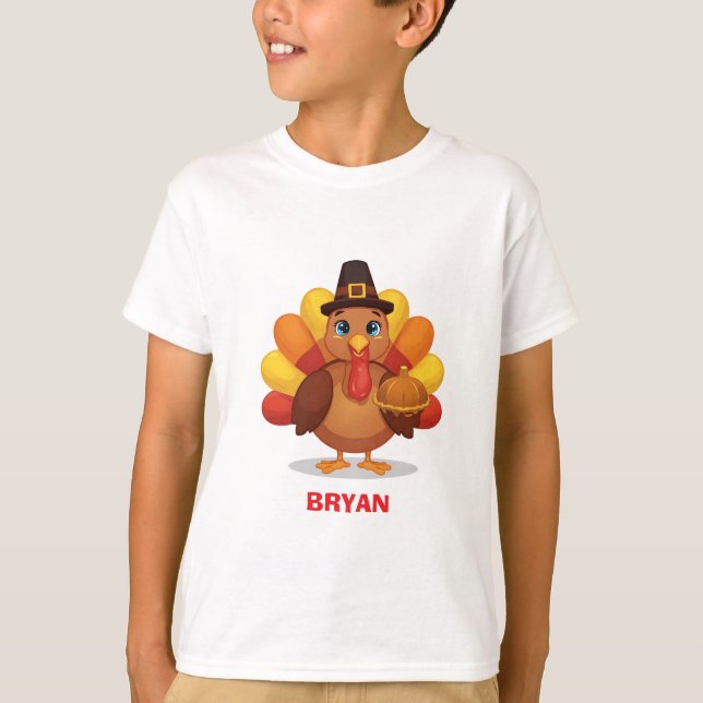 Camiseta Custom Thanksgiving Turkey Kids (Anverso)