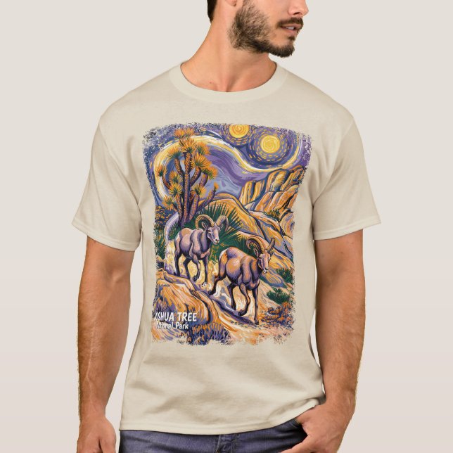 Camiseta Custom Vintage Joshua Tree Wildlife Sheep Painting (Anverso)