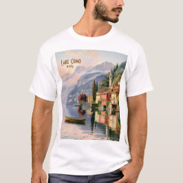 Camiseta Custom Vintage Lake Como Italy Watercolor Travel