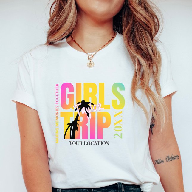 Camiseta Custom Year Girls Trip; Summer Vacation Name &City (Subido por el creador)