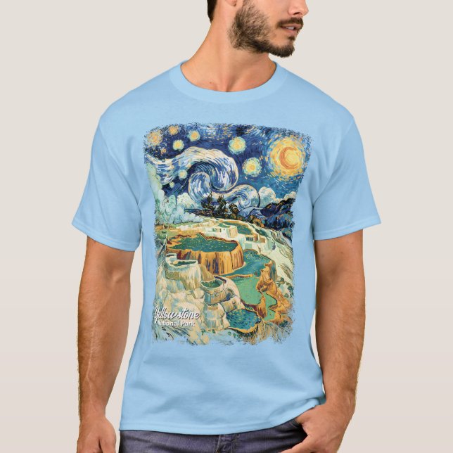 Camiseta Custom Yellowstone Mammoth Hot Springs Van Gogh (Anverso)