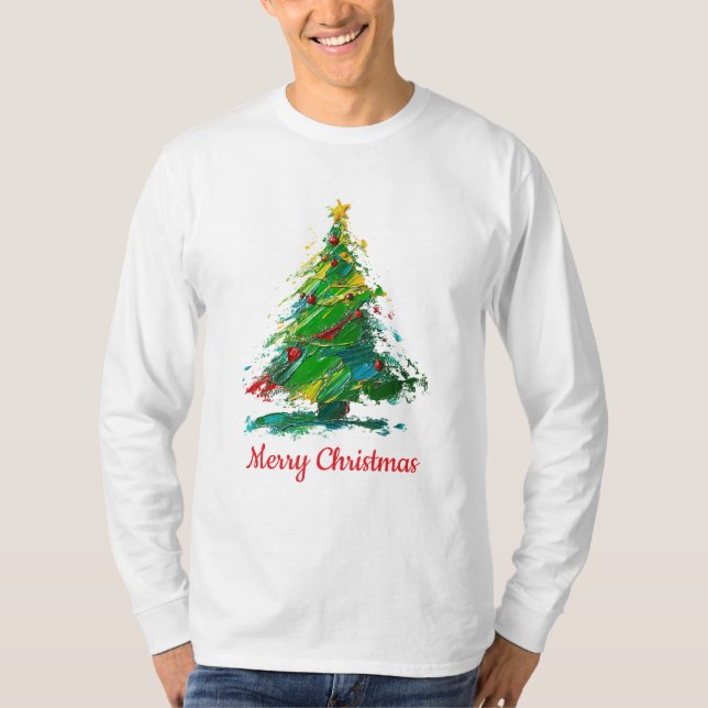 Camiseta Customisable Xmas Tree Oil Painting Longsleeve (Anverso)
