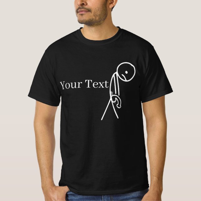 Camiseta Customised "Sad Stickman +18" Adult Humor Design  (Anverso)