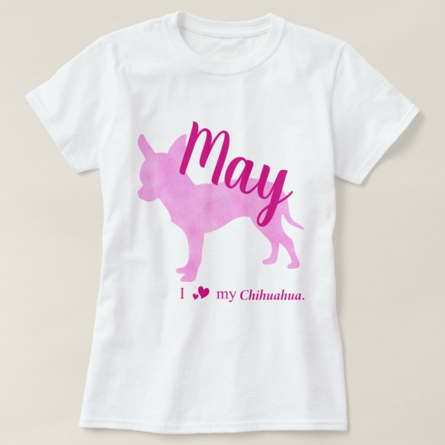 Camiseta Customizable Chihuahua Pink Silhouette Tee チワワT (Diseño del anverso)