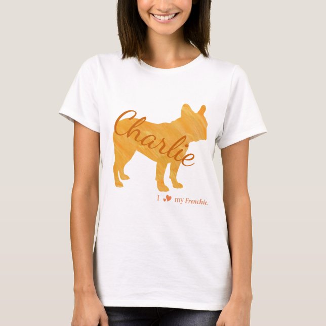 Camiseta Customizable French Bulldog Pastel Orange Frenchie (Anverso)