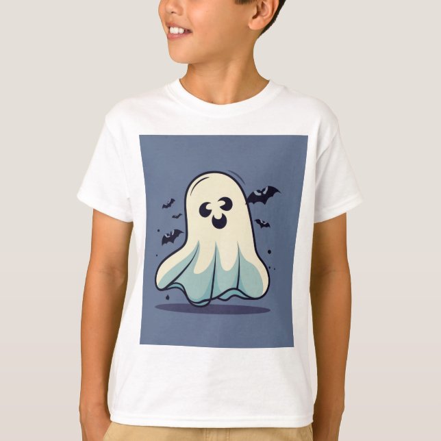 Camiseta Customizable Halloween Ghost, Cute Halloween Ghost (Anverso)