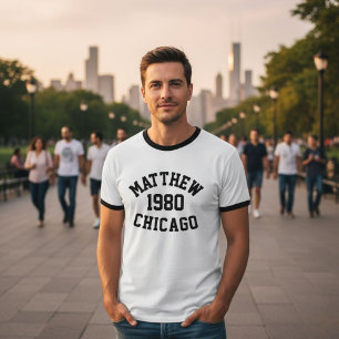 Camiseta Customizable T-Shirt with Name, Birthdate, and Cit