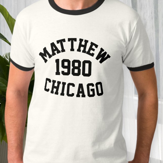 Camiseta Customizable T-Shirt with Name, Birthdate, and Cit (Subido por el creador)