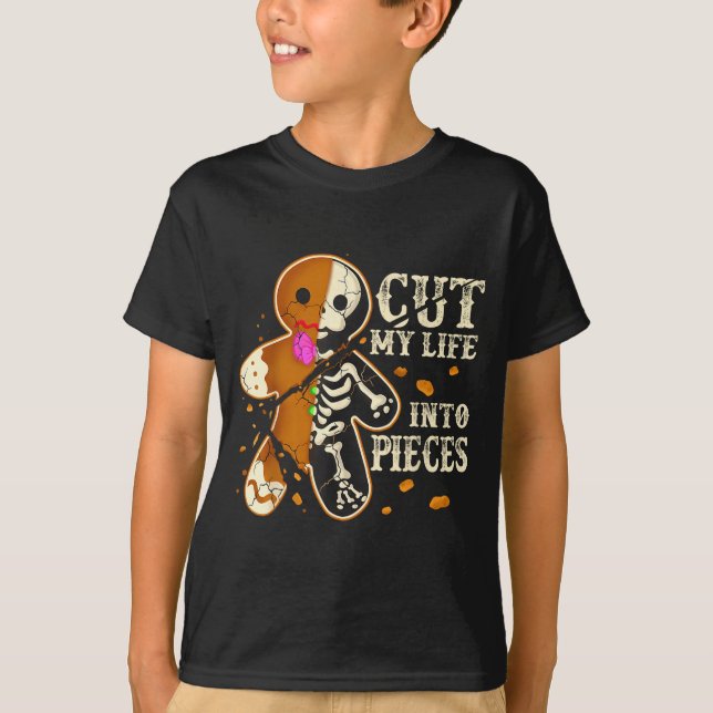 Camiseta Cut My Life Into Eces Funny Gingerbread Christmas  (Anverso)