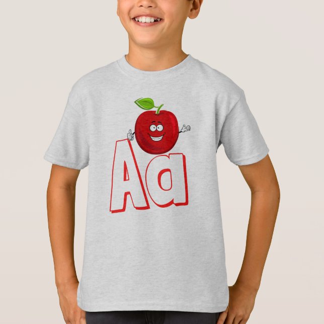 Camiseta Cuta A Para Apple - Niños Alfabeto Inglés ABCD (Anverso)