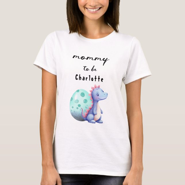 Camiseta Cuta acuarela Pequeña Dinosauria Mommy-to-be (Anverso)