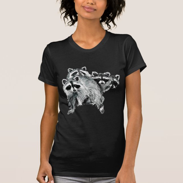 Camiseta Cuta acuarela Raccoon Animal Family Fun Art (Anverso)