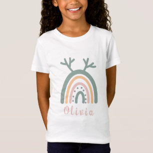 Camiseta Cuta arcoiris boho con nombre personalizado