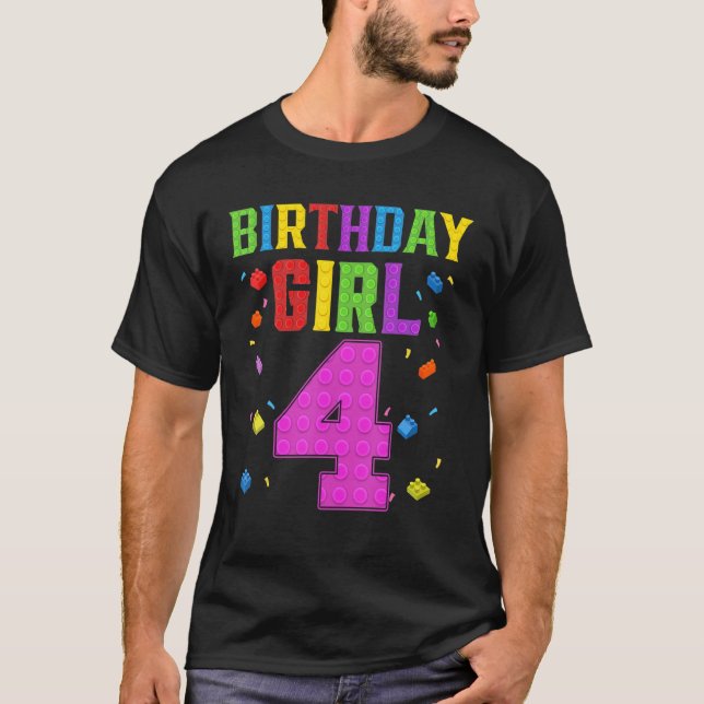 Camiseta Cuta cuarta cumpleaños, Gir, edificio de bloques d (Anverso)