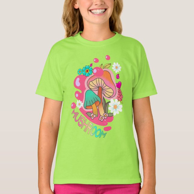 Camiseta Cuta de champiñón colorida (Anverso)