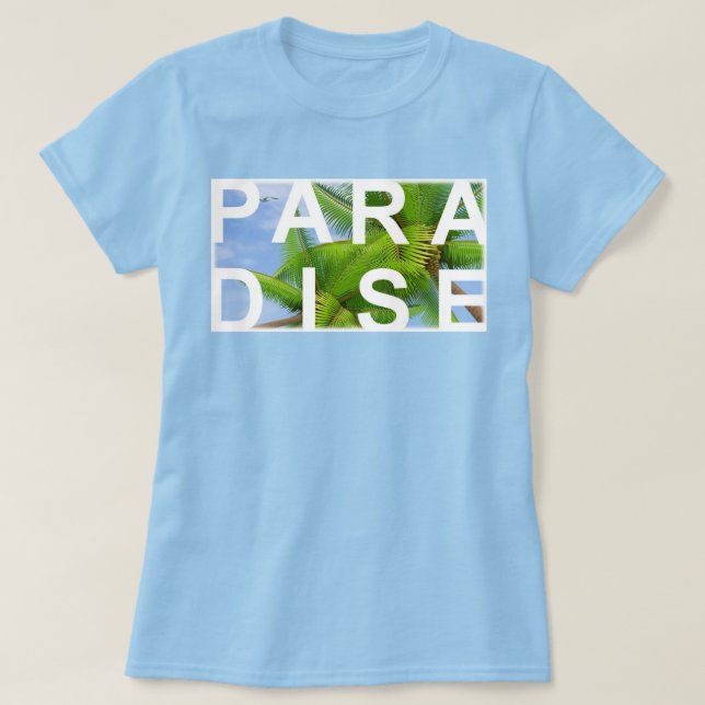 Camiseta Cuta de plantilla de cielo de palmas de vacaciones (Diseño del anverso)