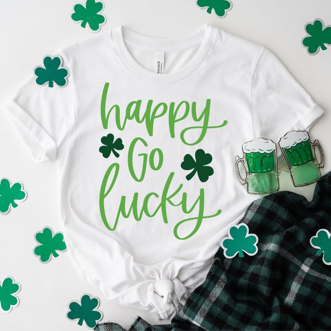 Camiseta Cuta Feliz Go Lucky Green Typography (Subido por el creador)