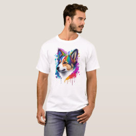 Camiseta Cuta Graciosa pintura de arco iris Corgi
