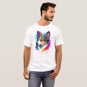 Camiseta Cuta Graciosa pintura de arco iris Corgi