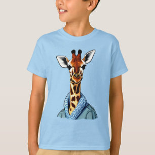 Camiseta Cuta jirafa llevando un té de nieto con chaqueta