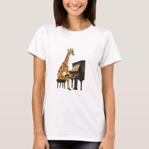 Camiseta Cuta jirafa tocando piano jirafas música