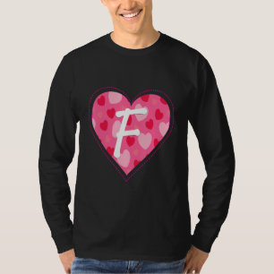 Camiseta Cuta Letra monograma inicial F patrón cardíaco par