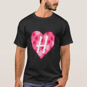 Camiseta Cuta Letra monograma inicial H Patrón cardíaco par