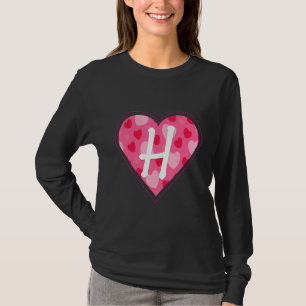 Camiseta Cuta Letra monograma inicial H Patrón cardíaco par
