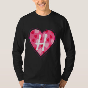 Camiseta Cuta Letra monograma inicial H Patrón cardíaco par