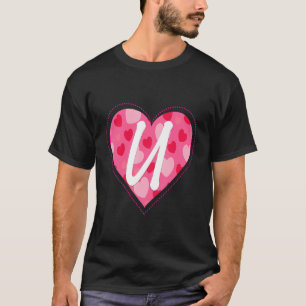 Camiseta Cuta Letra monograma inicial Patrón cardíaco U par