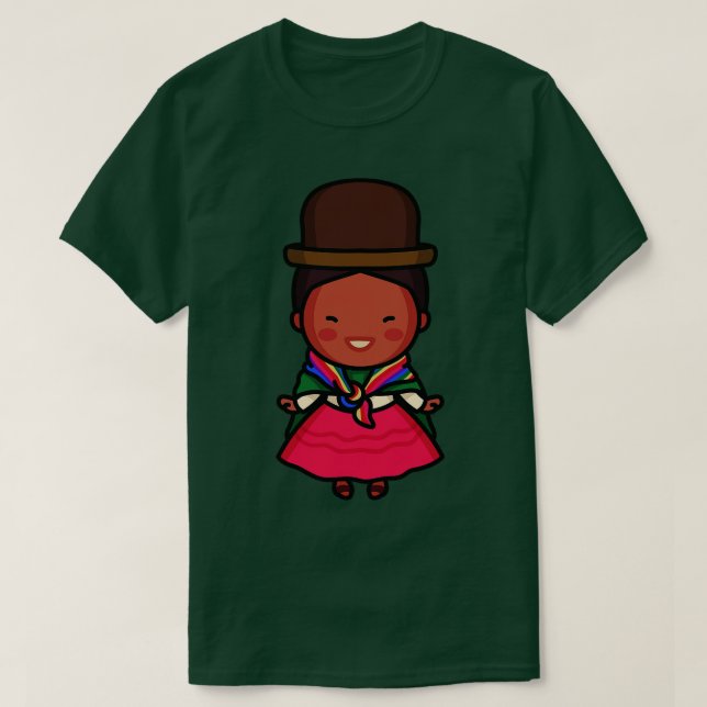 Camiseta Cuta mujer boliviana tradicional (Diseño del anverso)