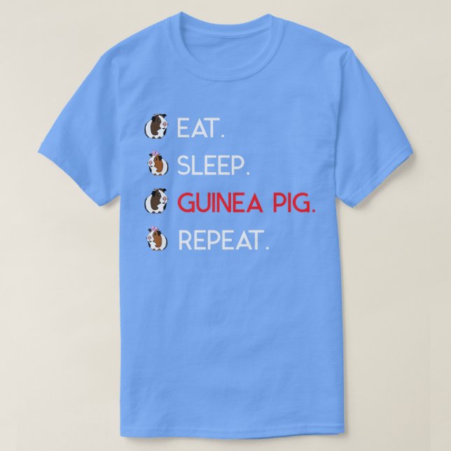 Camiseta Cuta y divertida comida duerme Guinea Cerdo repite (Diseño del anverso)