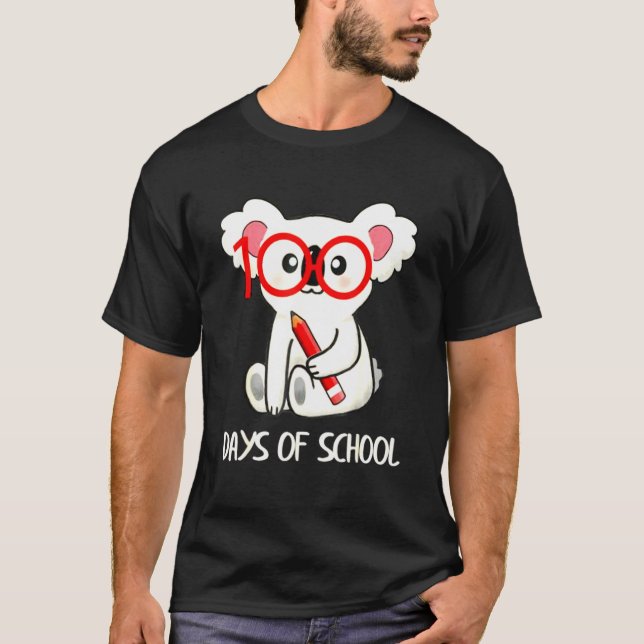Camiseta Cute 100 Days Of School Koala Animal Student Teach (Anverso)
