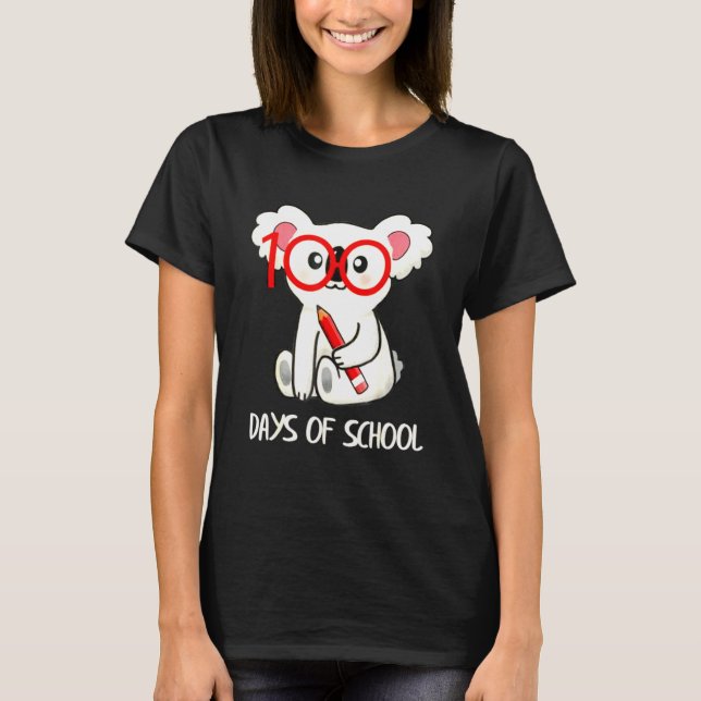 Camiseta Cute 100 Days Of School Koala Animal Student Teach (Anverso)