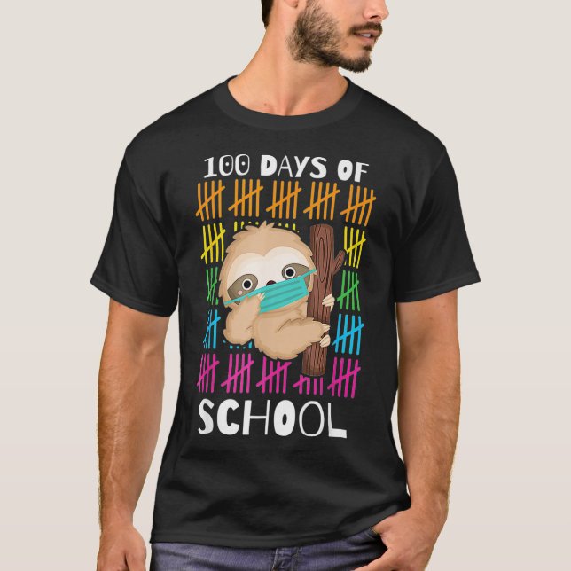 Camiseta Cute 100 Days Of School Sloth Face Mask Virtual Te (Anverso)