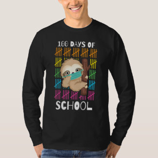 Camiseta Cute 100 Days Of School Sloth Face Mask Virtual Te