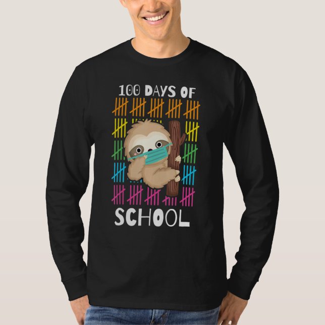 Camiseta Cute 100 Days Of School Sloth Face Mask Virtual Te (Anverso)
