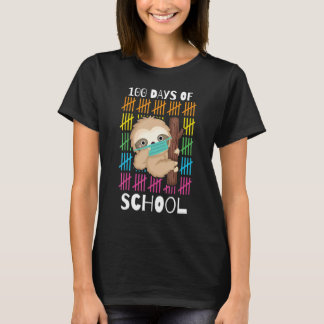 Camiseta Cute 100 Days Of School Sloth Face Mask Virtual Te