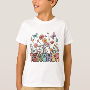 Camiseta Cute 100 Días Escuela Floral Mariposas Niños