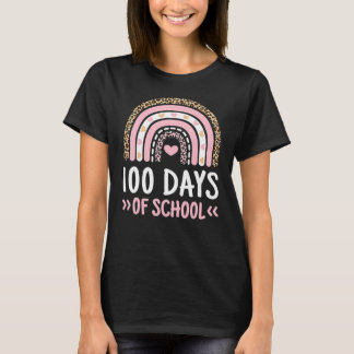 Camiseta Cute 100th Day Of School 100 Days Leopard Rainbow