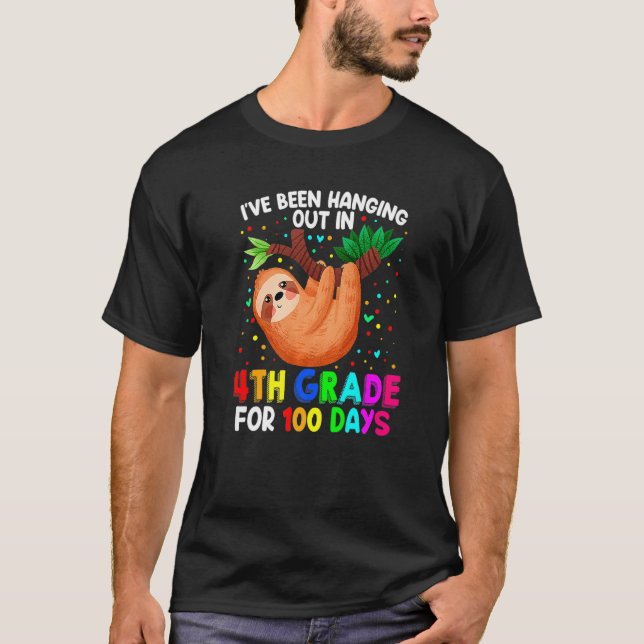 Camiseta Cute 100th Day Of School Sloth 4th Grade 100 Days  (Anverso)