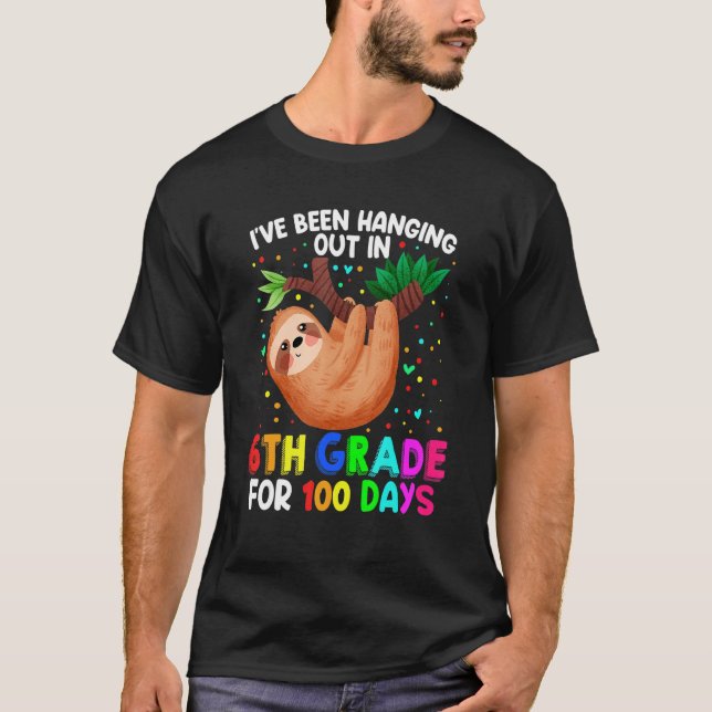 Camiseta Cute 100th Day of School Sloth - 6th Grade 100 Day (Anverso)