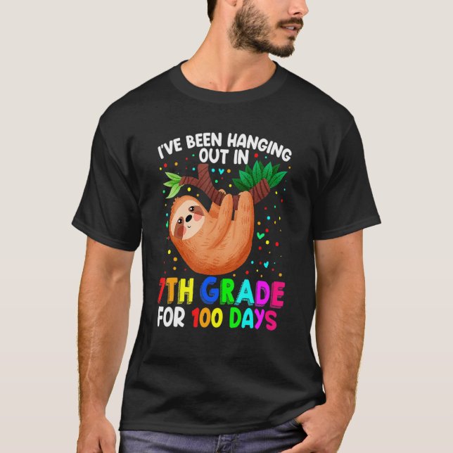 Camiseta Cute 100th Day Of School Sloth 7th Grade 100 Days  (Anverso)