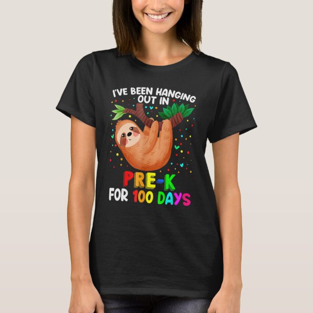Camiseta Cute 100th Day of School Sloth Pre-k 100 Days Scho (Anverso)