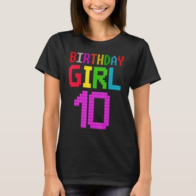 Camiseta Cute 10 cumpleaños Edificio Bloque G de 10 años (Anverso)