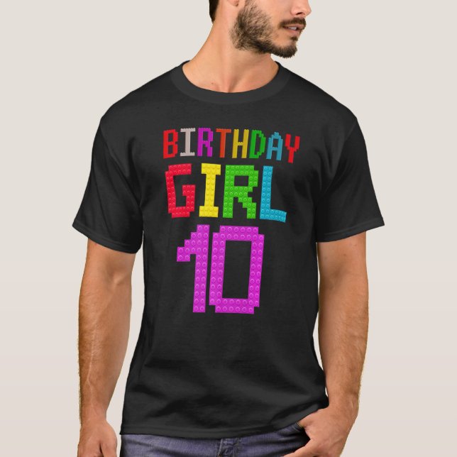 Camiseta Cute 10 cumpleaños edificio de bloques de 10 años  (Anverso)