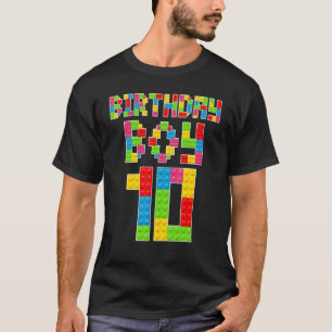 Camiseta Cute 10th Birthday 10 Years Old Block Building Boy