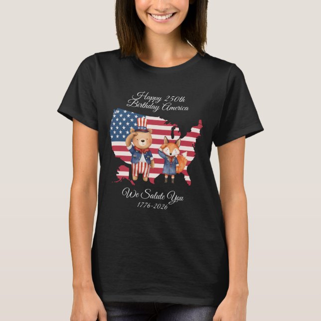 Camiseta Cute 250th Birthday America T-Shirt (Anverso)